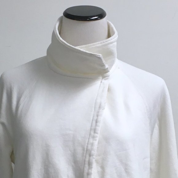 James Perse white fray edge french terry cardigan jacket top 2 M - Picture 3 of 8